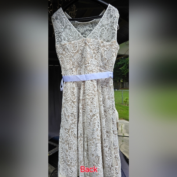 Ashley Stewart by R&M Richards Sequin Ivory Dress Sleeveless Belt Lace NWT 14 - Picture 3 of 12